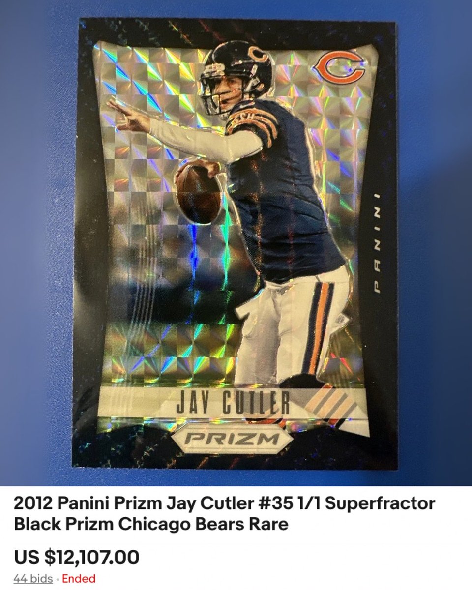 NEW RECORD  Jay Cutler card sells for record price in 2025?! Last  night on eBay, a collector bought Jay Cutler's highest selling card EVER.  The 2012 Panini Prizm Jay Cutler