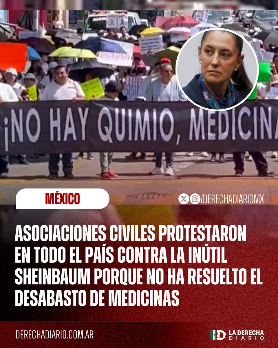 🚨🇲🇽 | NO HAY MEDICAMENTOS: Asociaciones civiles organizaron una protesta nacional para exigirle al gobierno de la inservible Claudia Sheinbaum que resuelva de una vez el problema del desabasto como lleva diciendo desde enero porque la gente en los hospitales se está muriendo.