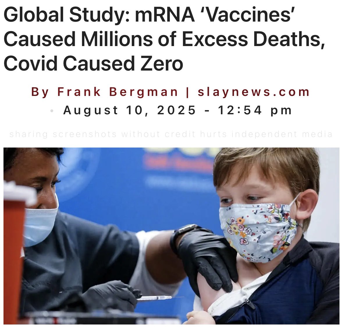 Breaking 🚨: A bombshell new global study of 2.7 billion people has concluded that all excess deaths during or after the pandemic were caused by mRNA “vaccines,” and not COVID-19.

The study determined that COVID-19 did not cause any excess deaths, despite widespread claims to