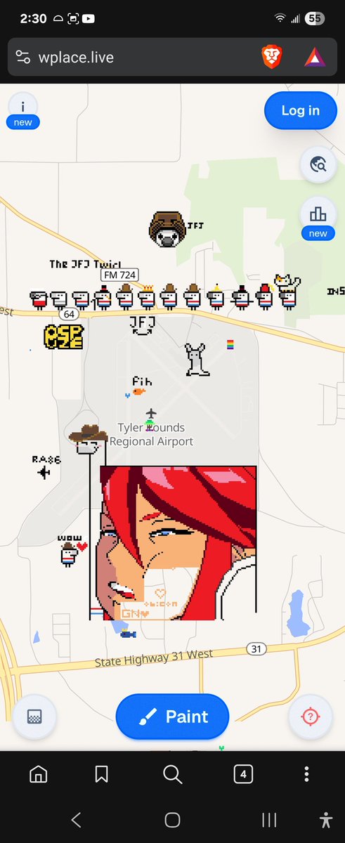 jifferey's tweet photo. A group of folks in my discord put a bunch of socks on that world map thing near Tyler Texas as a rememberance of my brother. 

The Korsica was a great touch. https://t.co/Ctbf65gV0h