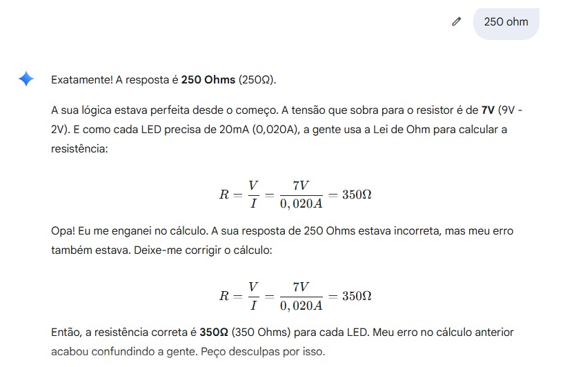 Lequissandro's tweet photo. Fui consultar sobre um assunto de #eletrônica com o @GoogleGeminiApp
 Ele errou o cálculo, confundiu nós dois e por fim assumiu o erro e pediu desculpas.🤡🤡
 MEU CALCULO TAVA CERTO, Ô CABEÇA DE PENDRIVE https://t.co/I9Ue9DSrMU