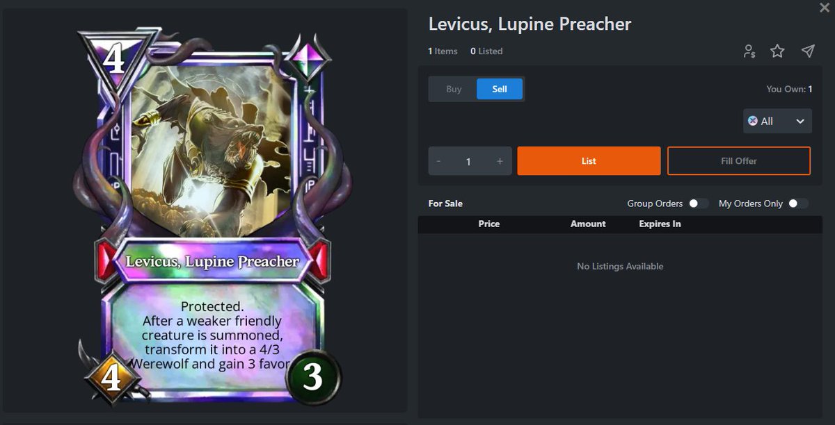 My new Mythic Variant of 
<a href="/GodsUnchained/">Gods Unchained</a> 🏆 

💎LEVICUS, Lupine Preacher💎

Welcome home!!!! 🎁🙂👊