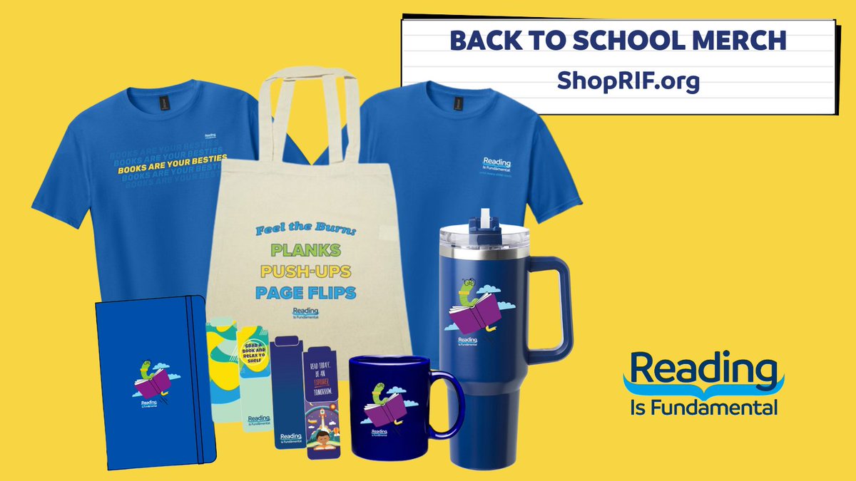 Reading Is Fundamental (@rifweb) on Twitter photo Now is a perfect time to get fun merch to celebrate reading as you head back to school. Visit ShopRIF.org & find T's, totes, & more, including our signature bookworm items. Every purchase at the RIF Store helps RIF's mission to provide new books & reading resources. Now is a perfect time to get fun merch to celebrate reading as you head back to school. Visit ShopRIF.org & find T's, totes, & more, including our signature bookworm items. Every purchase at the RIF Store helps RIF's mission to provide new books & reading resources.