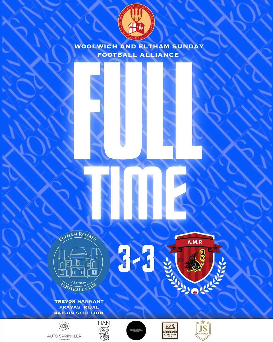 Eltham Royals FC (@elthamroyals24) on Twitter photo A very hard fought battle against a strong <a href="/AMR_FC_/">A.M.R</a> side ends in a draw which was probably the fairest outcome and definitely a result that we would’ve took before the game, especially in that heat🥵. Onto Wednesday. UP THE ROYALS🔵⚪️ <a href="/WESFA_Football/">W.E.S.F.A.</a> <a href="/SELKXIFC/">SELK XI FC</a> A very hard fought battle against a strong <a href="/AMR_FC_/">A.M.R</a> side ends in a draw which was probably the fairest outcome and definitely a result that we would’ve took before the game, especially in that heat🥵. Onto Wednesday. UP THE ROYALS🔵⚪️ <a href="/WESFA_Football/">W.E.S.F.A.</a> <a href="/SELKXIFC/">SELK XI FC</a>