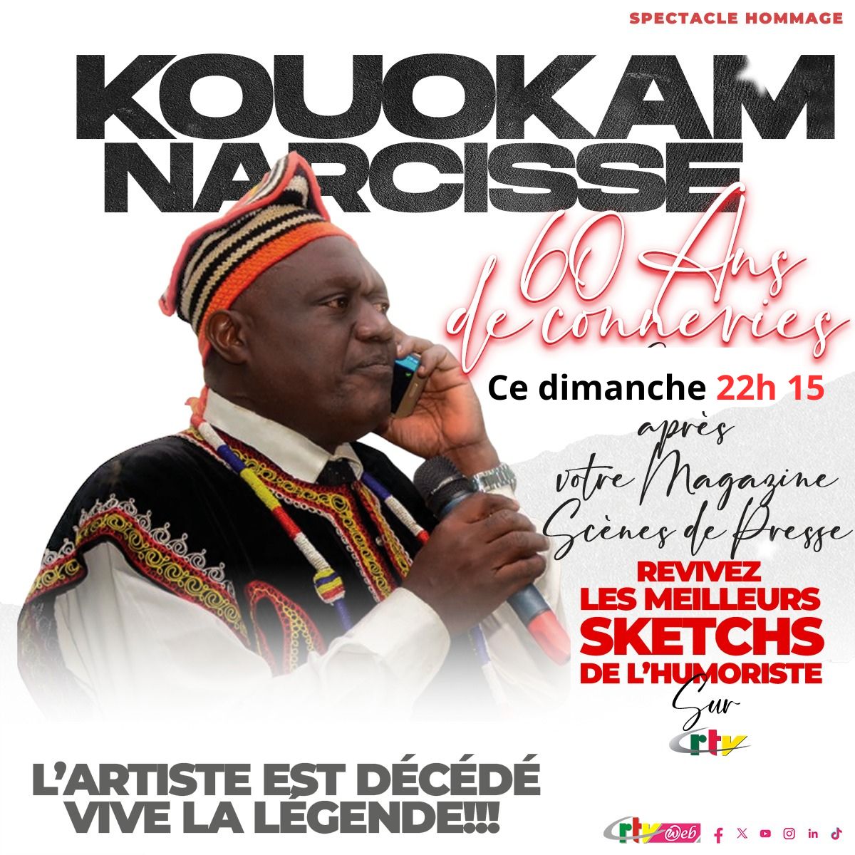 Est-il décédé ? Vraiment ?

Un artiste, de cet acabit peut-il mourir ? 𝑵𝒂𝒓 6, oui l’adepte du jeu de mots et du jeu des maux, est plus vivant que jamais !  𝐕𝐞𝐧𝐞𝐳 𝐞𝐭 𝐞𝐧𝐬𝐞𝐦𝐛𝐥𝐞 𝐩𝐥𝐞𝐮𝐫𝐨𝐧𝐬 𝐝𝐞 𝐫𝐢𝐫𝐞 𝐜𝐞 𝐝𝐢𝐦𝐚𝐧𝐜𝐡𝐞 𝐬𝐮𝐫 #𝐂𝐑𝐓𝐕.