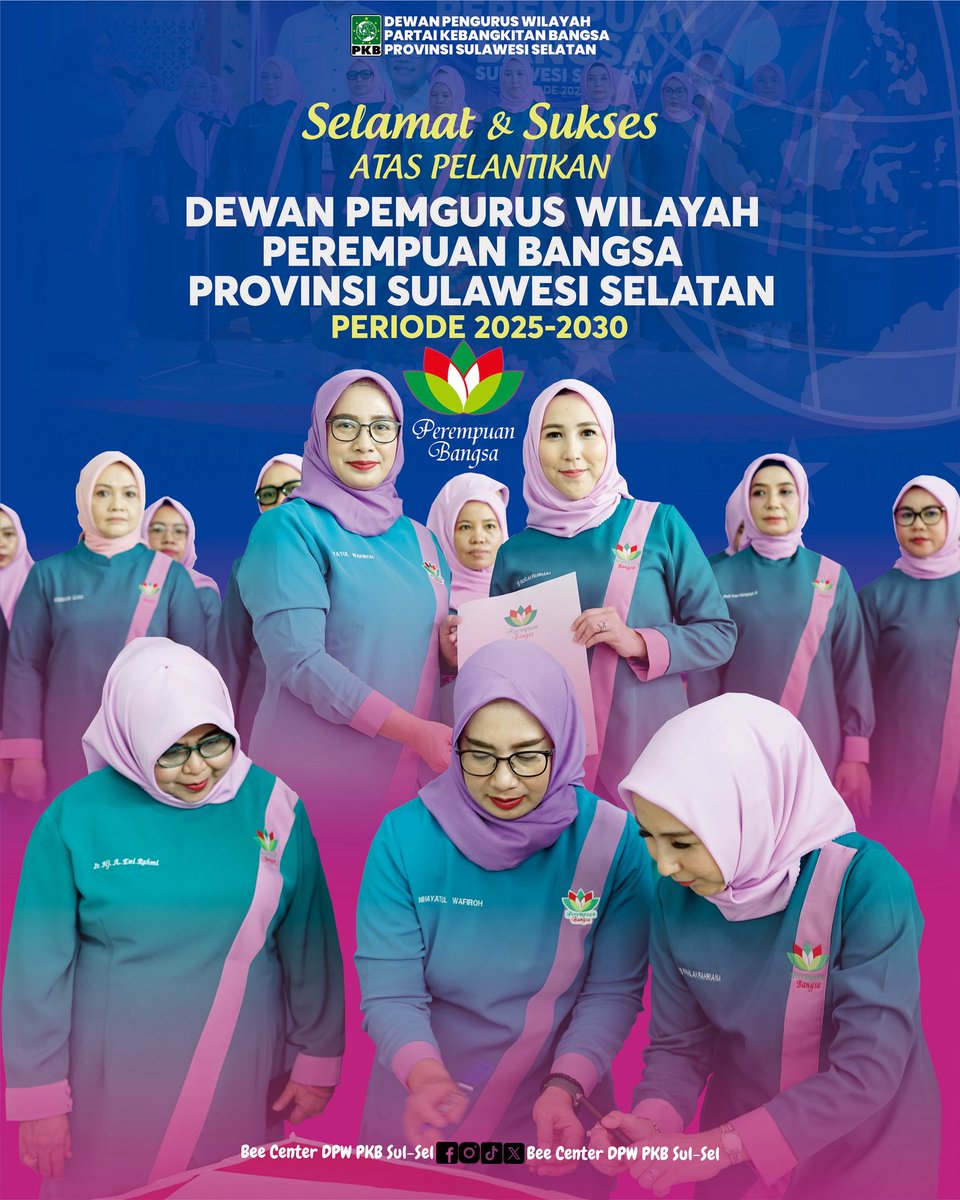 cullank's tweet photo. Dewan Pengurus Wilayah Partai Kebangkitan Bangsa Mengucapkan Selamat dan Sukses atas Pelantikan Perempuan Bangsa Provinsi Sulawesi Selatan semoga membawah kemajuan dan kesejahteraan bagi semua.
#dpppkb #dppperempuanbangsa #pkbsulsel #beecenterdpwpkbsulsel #pkbsolusibangsa https://t.co/alSwnMnEKL