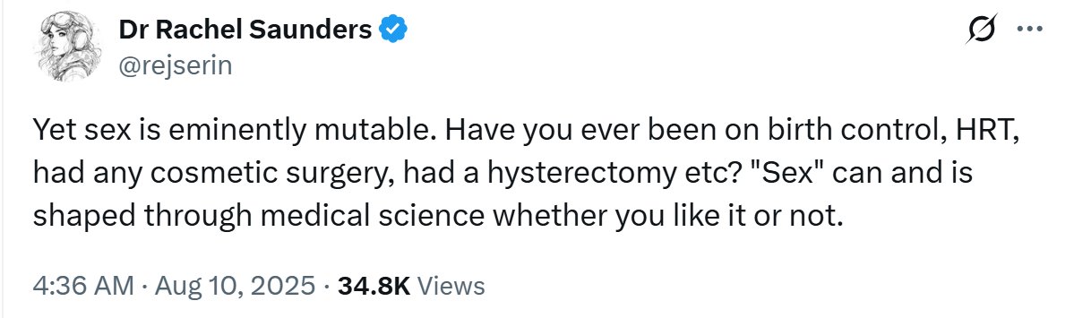 Prof. Gary Francione (@garylfrancione) on Twitter photo Dear <a href="/rejserin/">Dr Rachel Saunders</a>: The idea that sex is changed in any way changes when people use birth control or have a hysterectomy may be one of the most profoundly absurd ideas I have ever encountered. Dear <a href="/rejserin/">Dr Rachel Saunders</a>: The idea that sex is changed in any way changes when people use birth control or have a hysterectomy may be one of the most profoundly absurd ideas I have ever encountered.