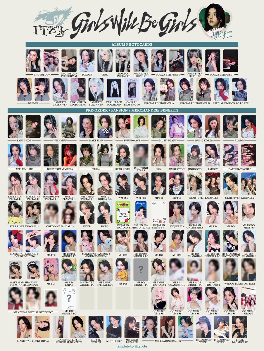 🫀 ITZY <GIRLS WILL BE GIRLS> GWBG all photocards member templates