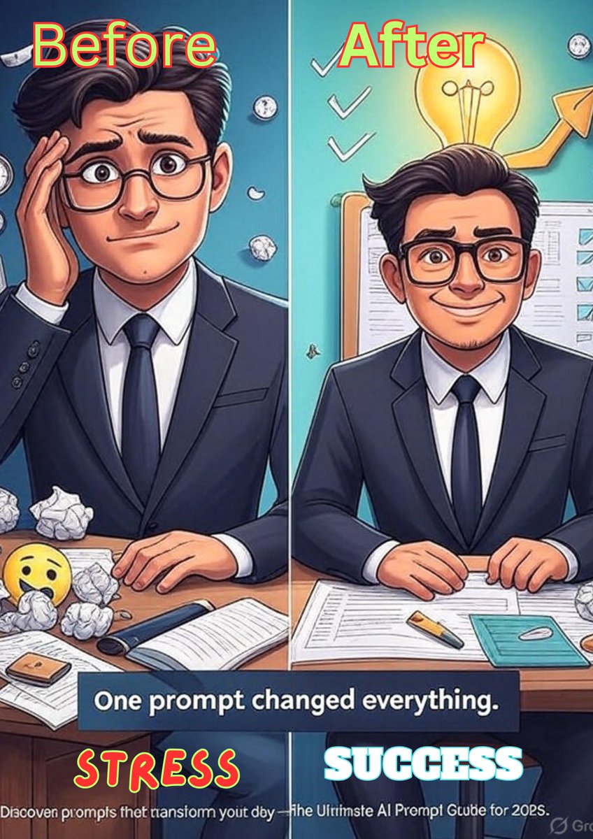 HarryProConnect's tweet photo. James used to spend late nights buried under deadlines.
Now he clocks off early, signs more clients &amp; enjoys weekends. 🌅

The difference?
One simple AI prompt flipped his workflow on its head.

Work smarter, not harder. 💡

#StorytellingSunday #AIProductivity  #SuccessWithAI https://t.co/luVk8KQdXN