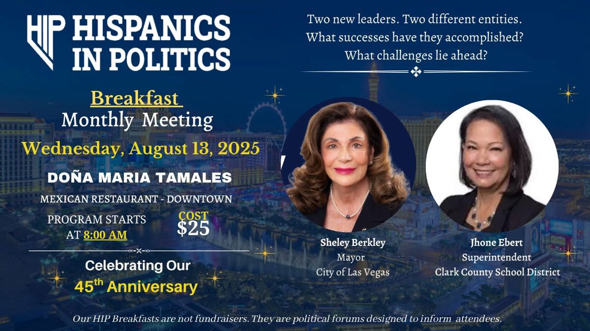 Join us Wednesday, <a href="/DonaMarias/">Dona Maria Tamales</a>, from 8 a.m. to 9 a.m., as we welcome guest speakers City of Las Mayor Shelley Berkley &amp; CCSD Superintendent Jhone Ebert.