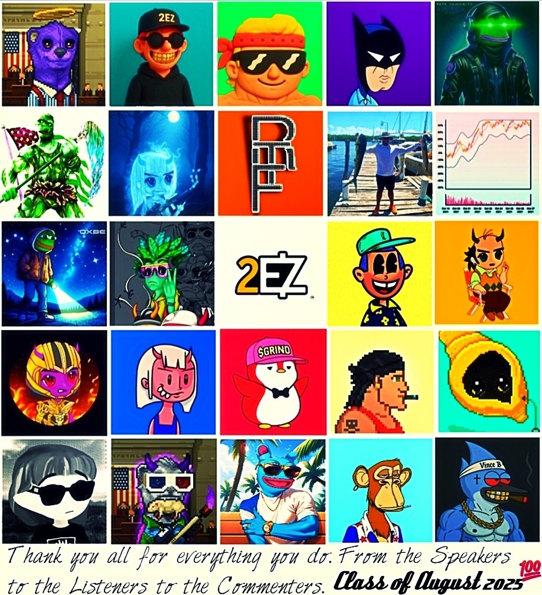 Batman777 (@joshno19) on Twitter photo From us here <a href="/2ezCrypto/">2EZ Crypto 🌑🌕</a> 💯
-Thank you all for everything you do. From the Speakers to the Listeners to the Commenters.
-Class of August 2025 😎
Bubba <a href="/bubbaiscrypto/">₿ubba Crypto 🇺🇸</a>
Trizzy <a href="/2ezTrizzy/">2ezTrizzy.crypto</a>
Happenings <a href="/itshappenings/">itshappenings</a> DTech <a href="/xxDTECHxx/">xDTECHx 0xBE</a>
Correct <a href="/bencustom/">Correct™</a>
Bullshark <a href="/SharkyMako2000/">BULLSHARK</a> From us here <a href="/2ezCrypto/">2EZ Crypto 🌑🌕</a> 💯
-Thank you all for everything you do. From the Speakers to the Listeners to the Commenters.
-Class of August 2025 😎
Bubba <a href="/bubbaiscrypto/">₿ubba Crypto 🇺🇸</a>
Trizzy <a href="/2ezTrizzy/">2ezTrizzy.crypto</a>
Happenings <a href="/itshappenings/">itshappenings</a> DTech <a href="/xxDTECHxx/">xDTECHx 0xBE</a>
Correct <a href="/bencustom/">Correct™</a>
Bullshark <a href="/SharkyMako2000/">BULLSHARK</a>