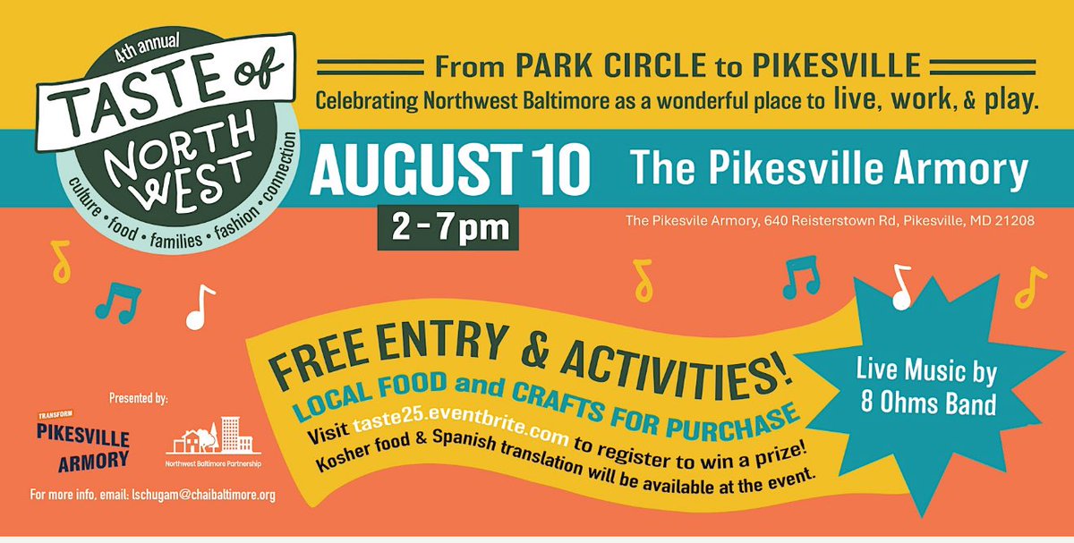 MiVidaMParham's tweet photo. Join us today for a “Taste of Northwest” at the Pikesville Armory from 2pm - 7pm! @CTE_BaltCoPS https://t.co/nhHbbV2jns