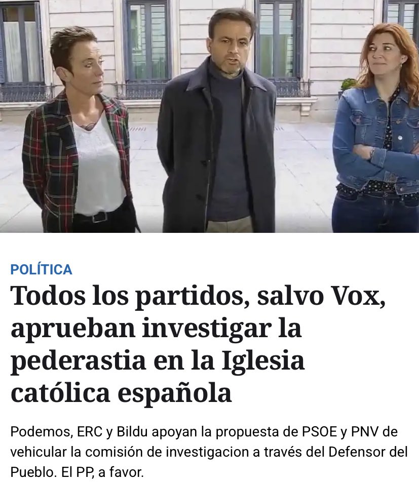ROSARIO VELASCO HERNÁNDEZ (@velherro) on Twitter photo Pero, <a href="/Santi_ABASCAL/">Santiago Abascal 🇪🇸</a> , si os abstuvisteis para investigar los casos de pederastia en la Iglesia … ¿por qué esta amenaza ahora? Explícate Pero, <a href="/Santi_ABASCAL/">Santiago Abascal 🇪🇸</a> , si os abstuvisteis para investigar los casos de pederastia en la Iglesia … ¿por qué esta amenaza ahora? Explícate