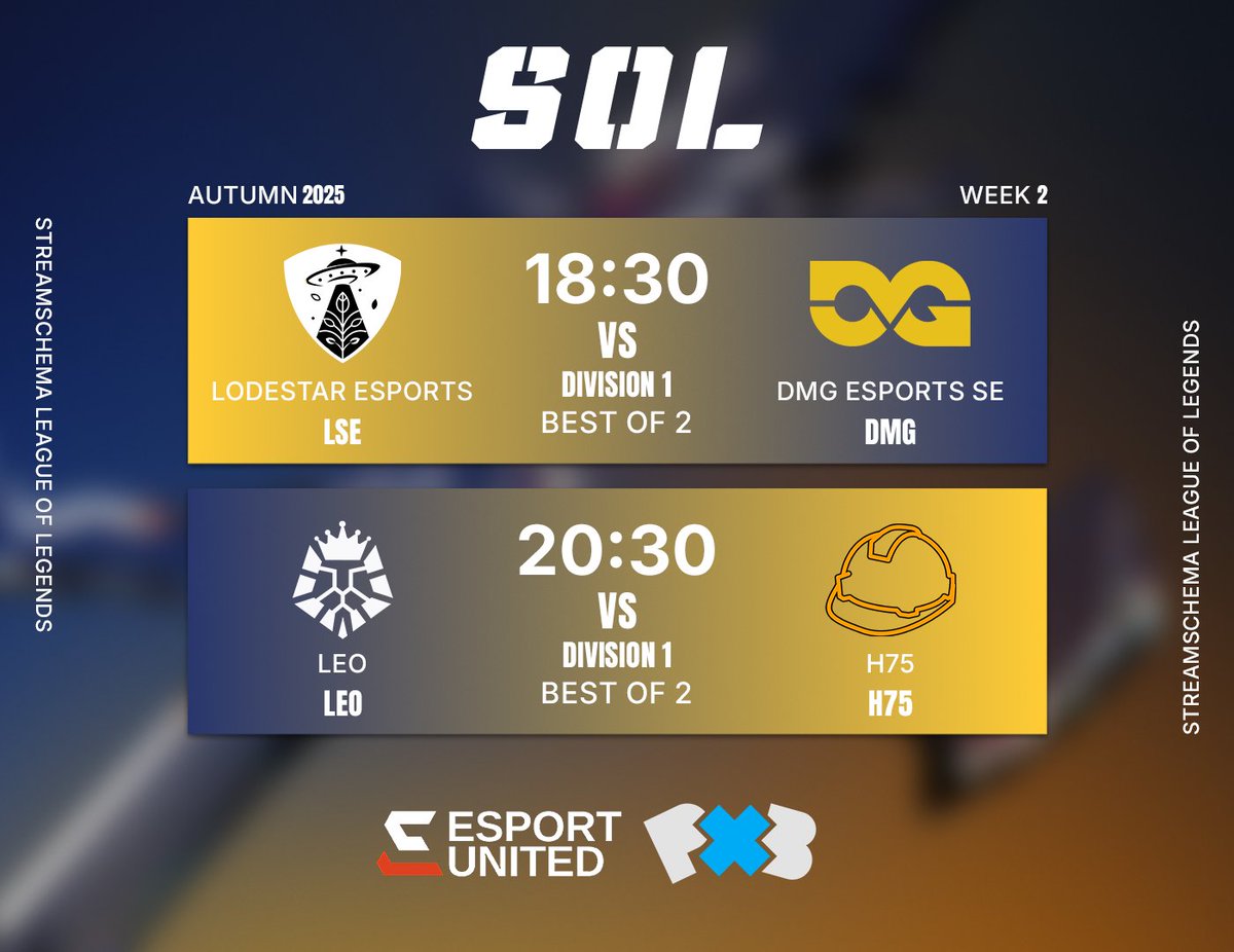 Svenska Onlineligan (@onlineligan) on Twitter photo 📢 SOL LoL Autumn 2025 | Streamschema Div 1 🚨
SUUUUUUPERSÖÖÖÖNDAG - Zzleeper
LSE 🆚 DMG
LEO 🆚 H75
🎙 <a href="/ZzleeperJR/">Filip "Zzleeper" Rosenquist</a> & @Pidde
⏰ 18:15 👇
📺 twitch.tv/svenskaonlinel…
<a href="/NLClol/">Arozzi NLC</a> | <a href="/LoLUKN/">League of Legends // UK, IE & Nordics</a> | #SOLS11 📢 SOL LoL Autumn 2025 | Streamschema Div 1 🚨
SUUUUUUPERSÖÖÖÖNDAG - Zzleeper
LSE 🆚 DMG
LEO 🆚 H75
🎙 <a href="/ZzleeperJR/">Filip "Zzleeper" Rosenquist</a> & @Pidde
⏰ 18:15 👇
📺 twitch.tv/svenskaonlinel…
<a href="/NLClol/">Arozzi NLC</a> | <a href="/LoLUKN/">League of Legends // UK, IE & Nordics</a> | #SOLS11