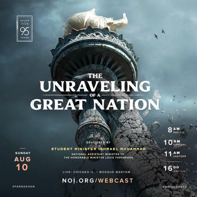 PhenomRadio's tweet photo. STREAMING NOW! “The Unraveling Of A Great Nation" delivered by Student Minister Ishmael Muhammad - Connect @OfficialNOI @MosqueMaryam @TheFinalCall Join us! @ https://t.co/tz2dncApYH | #Farrakhan #NOIStreaming #MessageToTheBlackman #NOISundays https://t.co/OsTlhGTggF