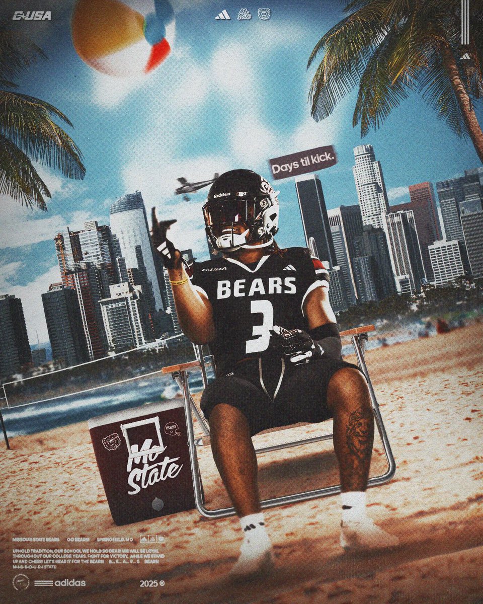 MoStateFootball's tweet photo. We are officially 2️⃣0️⃣ days away from Bears football being played!! 👀😤

#OutHitOutHustle | #ProveIt https://t.co/p8wgKAnUzO