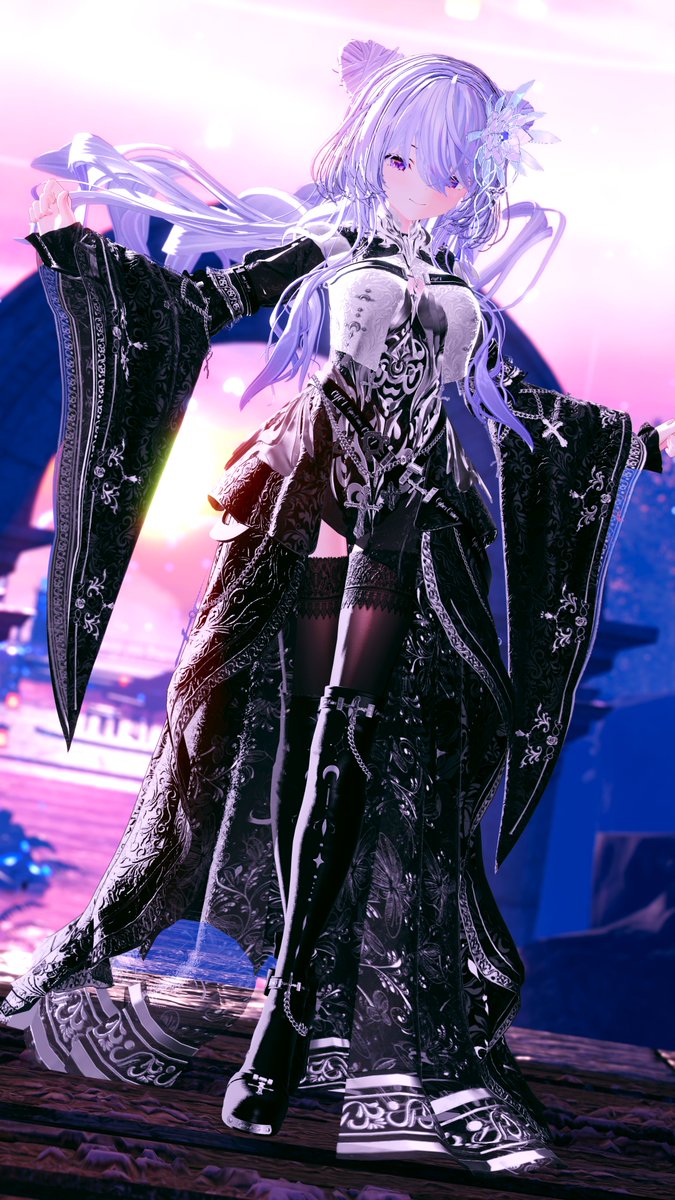 #今日のルゼブルちゃん
#ルゼブル3D
World : 創星の巡礼地 -StarReverie Archive-
Author : Leiria_vrc 様
Dress : Silver Inquisition ( #CYCR 様 ) 
Corsage : 月下美人の髪飾り ( #meron_farm 様 )
Hair : ねこねこへあー ＆BUTTERFLY HAIR ( #AQUA_LAILA 様 )