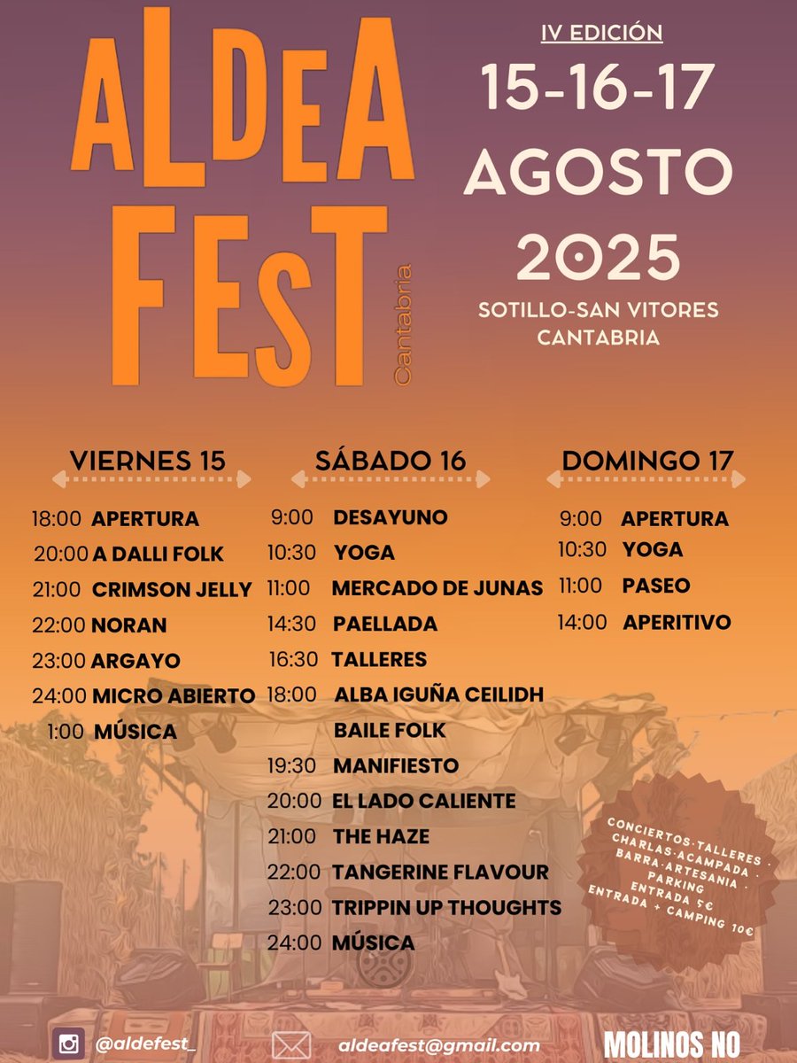 IV Aldea Fest: el fin de semana que viene en el sur de Cantabria. 
Información: aldeafest.taplink.ws 

#VivaLaMontañaViva 
#PolígonosEólicosNo 
#NiEnTuPuebloNiEnElMío 
#MontañasNoPolígonos