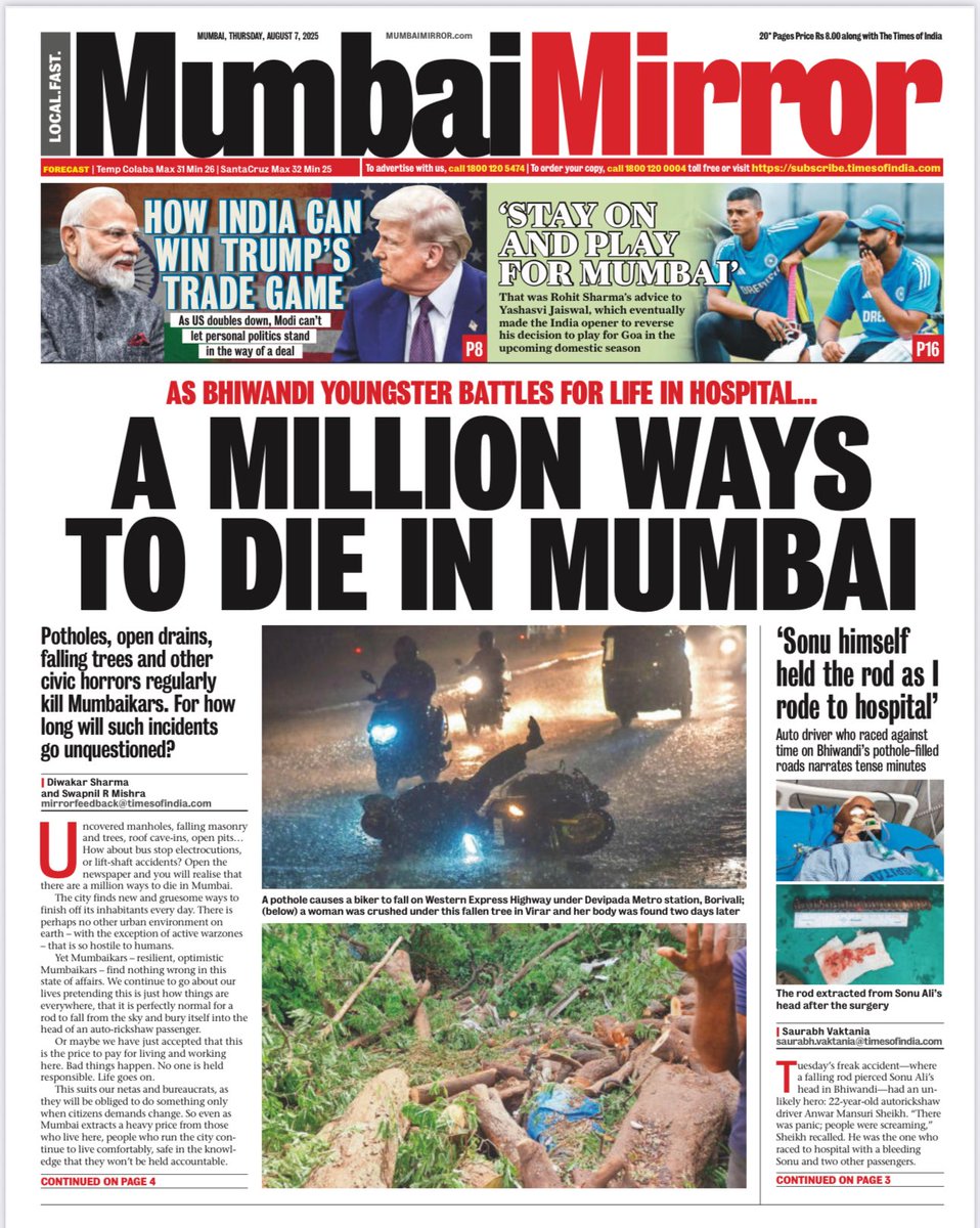 Anupam Gupta (@b50) on Twitter photo This front page of <a href="/mumbaimirror/">Mumbai Mirror</a> should haunt every Mumbaikar. It shows a mirror to our face that all that Coastal Setu Metro counts for nothing. Spirit of Mumbai is the boulder we keep pushing uphill. This front page of <a href="/mumbaimirror/">Mumbai Mirror</a> should haunt every Mumbaikar. It shows a mirror to our face that all that Coastal Setu Metro counts for nothing. Spirit of Mumbai is the boulder we keep pushing uphill.