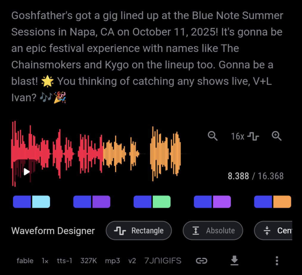 When the Lumens promote the shows of their favorite music artists, they do so with audio waveforms that are also on brand. 

Our mini "WinAmp" player also got a waveform tap-and-seek upgrade.