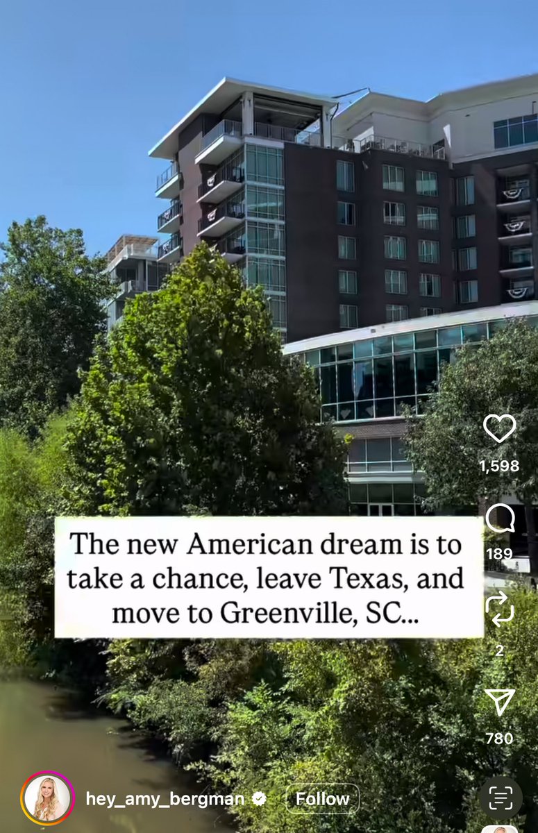 cstegmaier's tweet photo. No. This is not the dream. Do not come to Greenville. Dinner reservations are hard enough to get. Don’t need any more competition for a table at Soby’s. 

They’ve already Austin-ed Charleston. Let us keep the rest of the state. https://t.co/fEjFbjsnL6