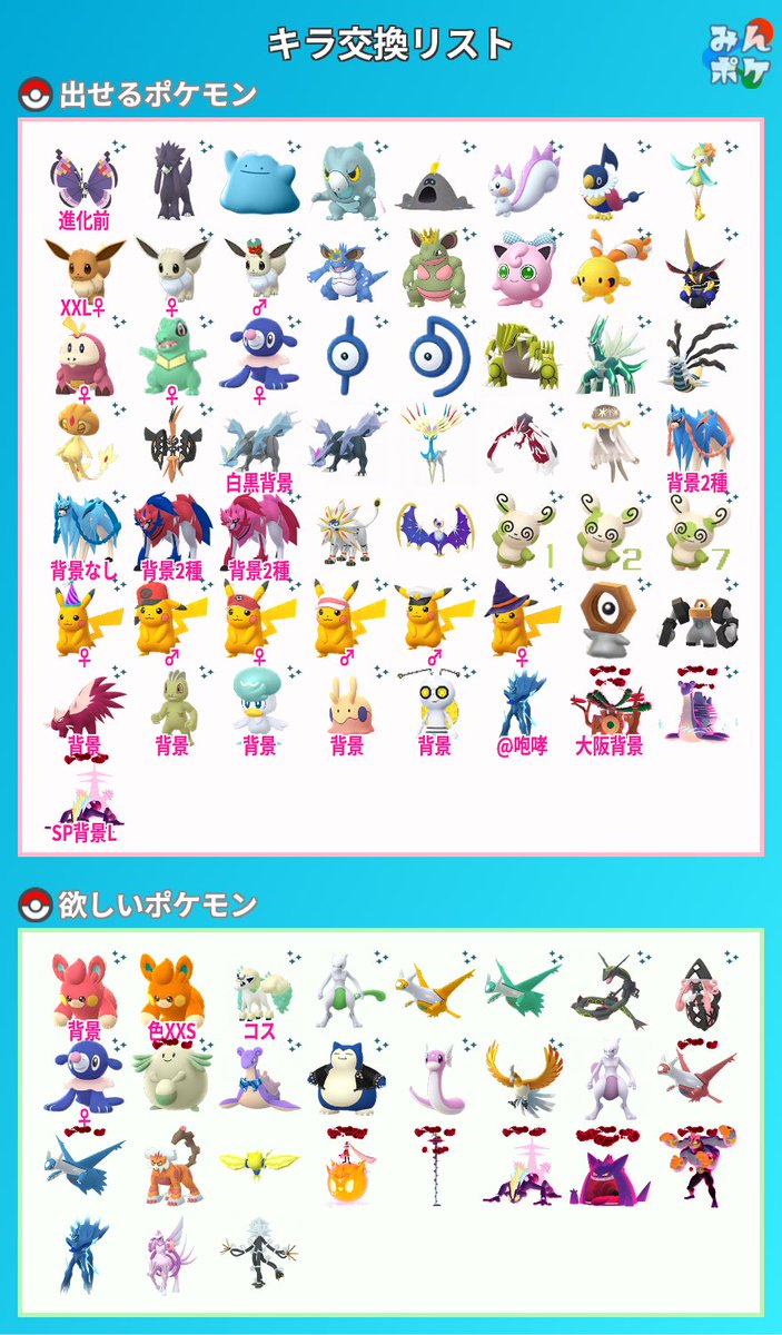 キラ交換リスト₍ᐢ･֊･ᐢ₎