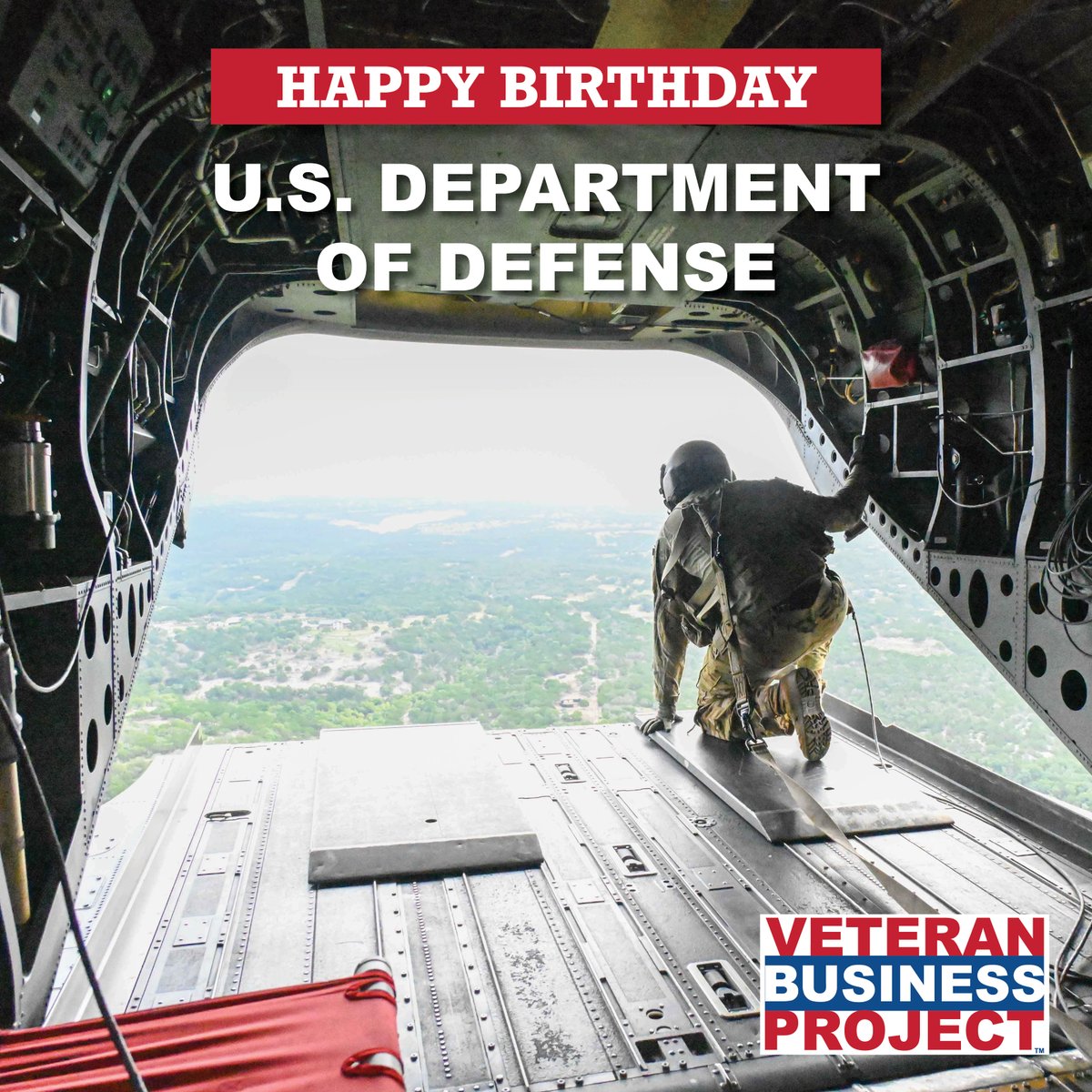 VetBizProject's tweet photo. Happy Birthday to the U.S. Department of Defense!
Today, we celebrate the founding of the DoD to strengthen our nation’s military forces. Thank you to all who serve under the DoD. Your dedication protects our freedom & fuels our mission.
#DoDBirthday #VeteranBusinessProject https://t.co/tGPhVztfpV