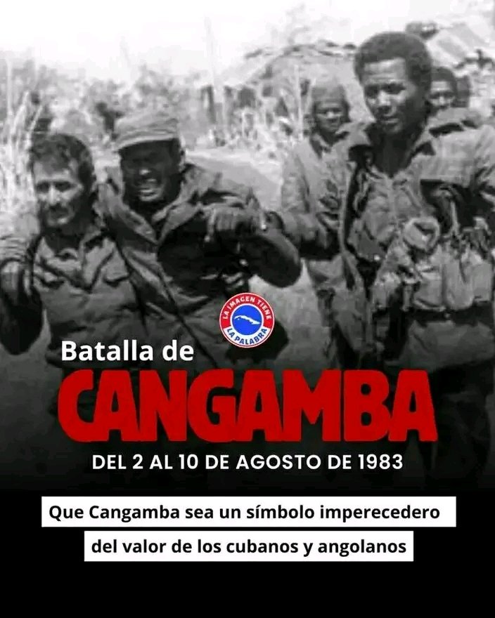 Yorqui Navarro Pérez (@yorquinavarro) on Twitter photo 🇦🇴🇨🇺 La batalla de Cangamba, desarrollada del 2 al 10 de agosto de 1983, sigue presente hoy en la memoria histórica de #Cuba por la heroica resistencia de sus protagonistas: combatientes cubanos y angolanos.
#CubaViveEnSuHistoria
<a href="/AlfreMene37409/">Alfre Menendez</a> <a href="/JHGcasanova/">julio Heriberto Gómez Casanova</a> <a href="/NexyVelizNaranj/">Nexy Veliz Naranjo</a> 🇦🇴🇨🇺 La batalla de Cangamba, desarrollada del 2 al 10 de agosto de 1983, sigue presente hoy en la memoria histórica de #Cuba por la heroica resistencia de sus protagonistas: combatientes cubanos y angolanos.
#CubaViveEnSuHistoria
<a href="/AlfreMene37409/">Alfre Menendez</a> <a href="/JHGcasanova/">julio Heriberto Gómez Casanova</a> <a href="/NexyVelizNaranj/">Nexy Veliz Naranjo</a>