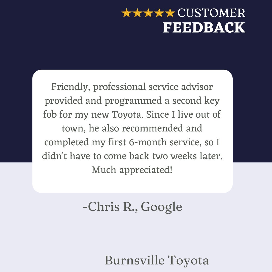 Bvilletoyota's tweet photo. Chris, thank you for the kind words! We're glad our service advisor could take care of everything in one visit and save you the extra trip. We truly appreciate you choosing us, even from out of town. We're always happy to help anytime! https://t.co/DjBfv7gYOb