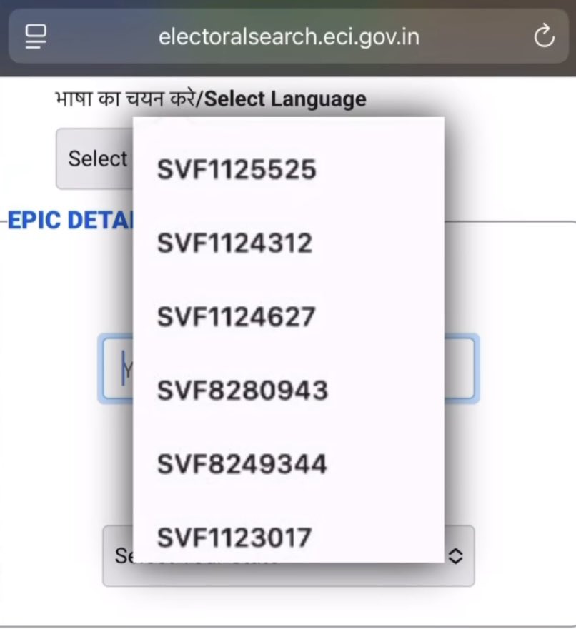 There has to be some level of accountability by the election commission. Visit the following link:

electoralsearch.eci.gov.in

And search the voter IDs by EPIC Number in Karnataka. Check it out yourself. 
What’s the credibility of these elections and the democracy.