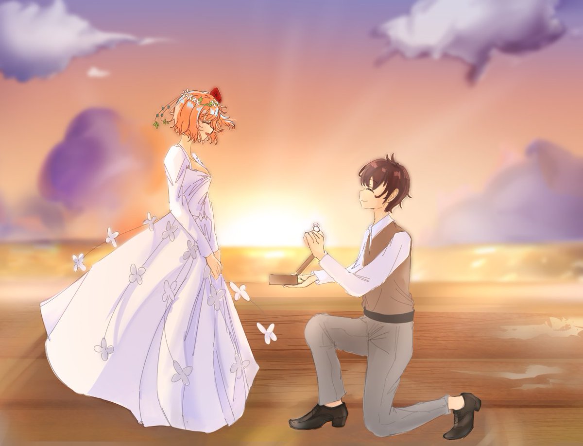 "You are the only miracle in my life. I am willing to pour all my love into spending every sunrise and sunset with you."
Commission by me
Art by 灵位
💙💍💛
#DDLC #Sayori #MC #MCSayo