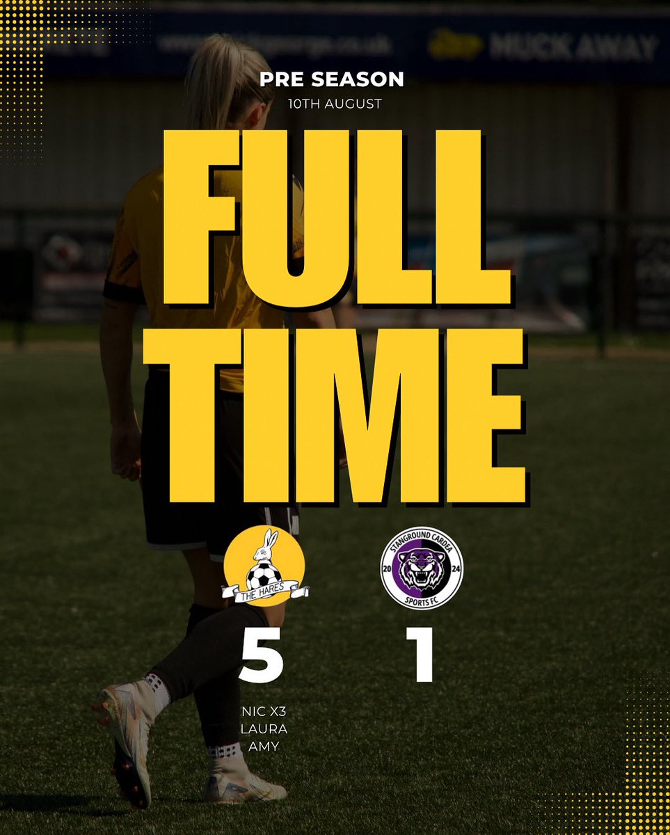 FULL TIME 👀👏🏼

After a dominant second half display, The Hares win 5-1, with goals from Nic, Laura and Amy.

#UpTheHares