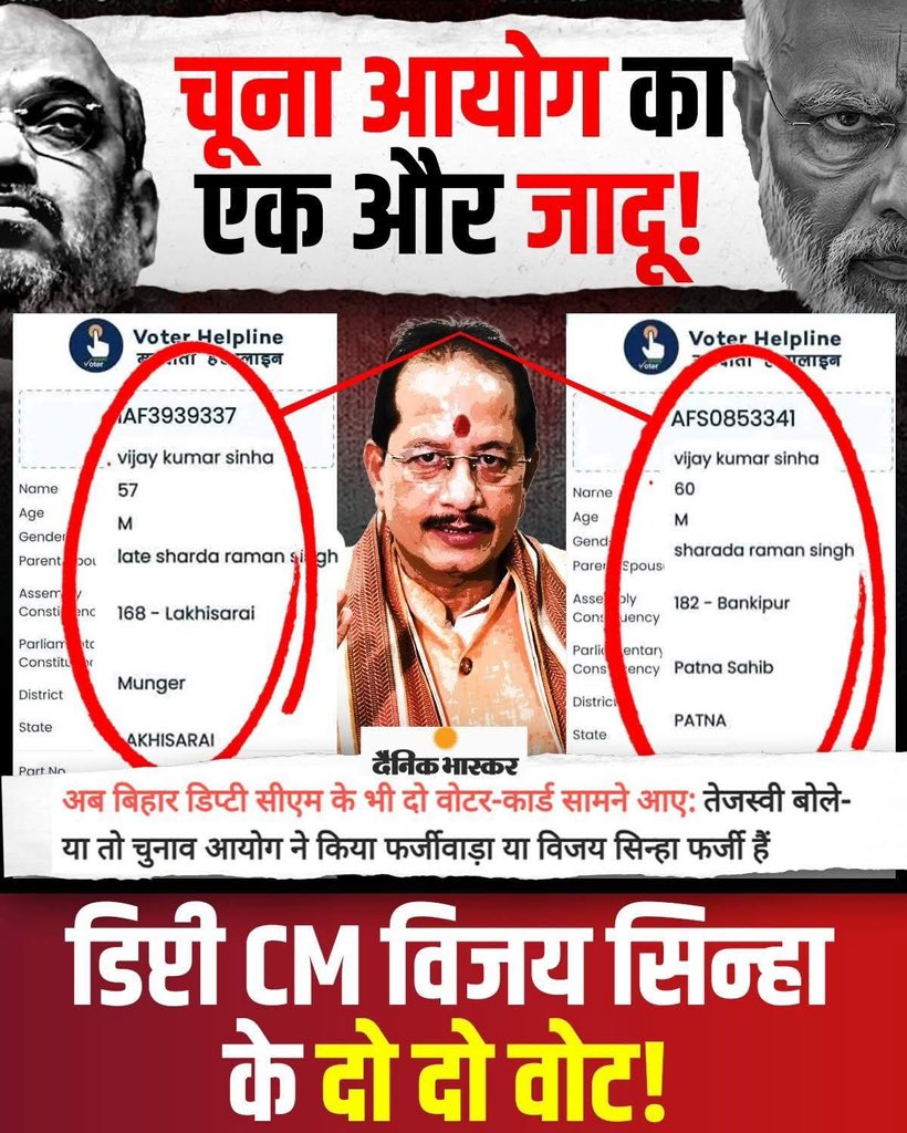 चुनिंदा आयोग के सूत्रों के अनुसार असल घुसपैठिया तो ये विजय सिन्हा है। #Bihar #ElectionCommission
