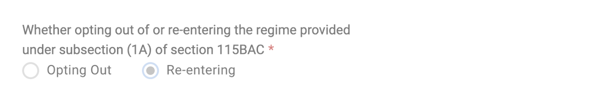 kz3983's tweet photo. @IncomeTaxIndia , I am filing ITR-3 and opting for old regime.  Last year,  I had filed Form 10-IEA and opted out of New Regime, but this year its not allowing me to choose opting out option on Form 10-IEA rather allows only to choose"Re-entering" ? The option is greyed out here. https://t.co/T28Hifbsqd