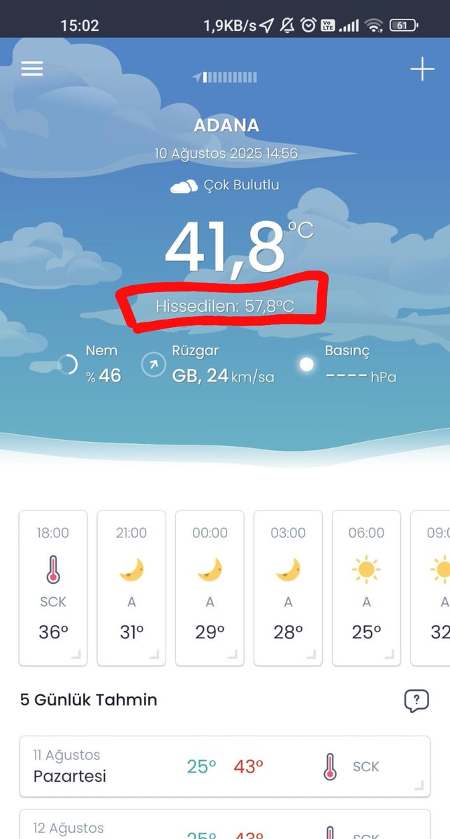 57.8 derece!! Sence de biraz abartmıyor musun Adana?