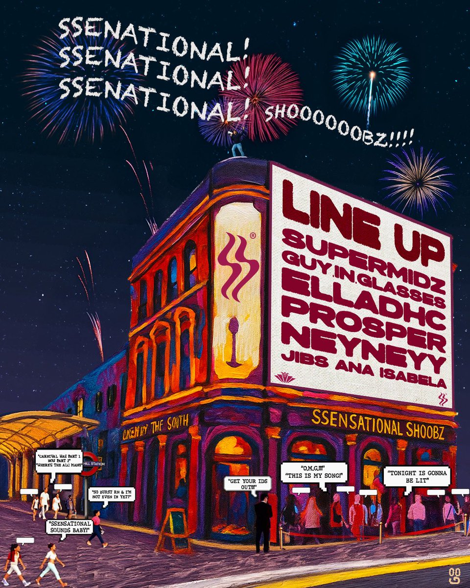 THE LINE UP IS HERE! 🤩🤩🤩

SSENSATIONAL SHOOBZ! CARNIVAL BANK HOLIDAY MONDAY! 🕺🏾💃🏾

🎟️🎟️ link.dice.fm/XvkdR2fRIVb?sh…

TAKING OVER <a href="/qotspub/">Queen Of The South</a> AGAIN. THE GANG ARE READYY!! ALL THINGS AFROBEATS, AFROSWING, BASHMENT, AMAPIANO, SOCA, REGGAETON, FUNKY, DANCEHALL, AFROHOUSE AND MOREEE!😮‍💨🤌🏾