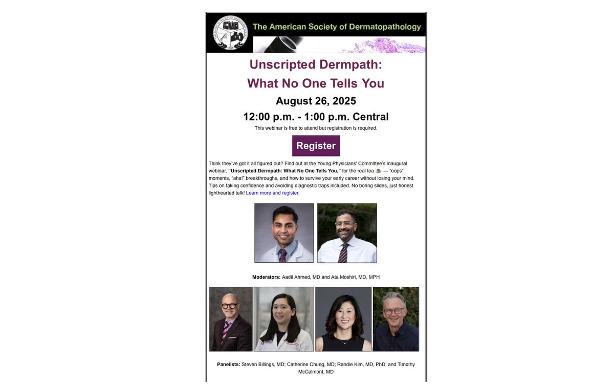 Aadil Ahmed عادل احمد (He/Him) (@aadilahmedmd) on Twitter photo Join us on behalf of <a href="/ASDPTweets/">American Society of Dermatopathology</a> Young Physicians Committee for a lighthearted discussion and advice from some of the experts in both academia and community practices. Register at us06web.zoom.us/webinar/regist… Join us on behalf of <a href="/ASDPTweets/">American Society of Dermatopathology</a> Young Physicians Committee for a lighthearted discussion and advice from some of the experts in both academia and community practices. Register at us06web.zoom.us/webinar/regist…