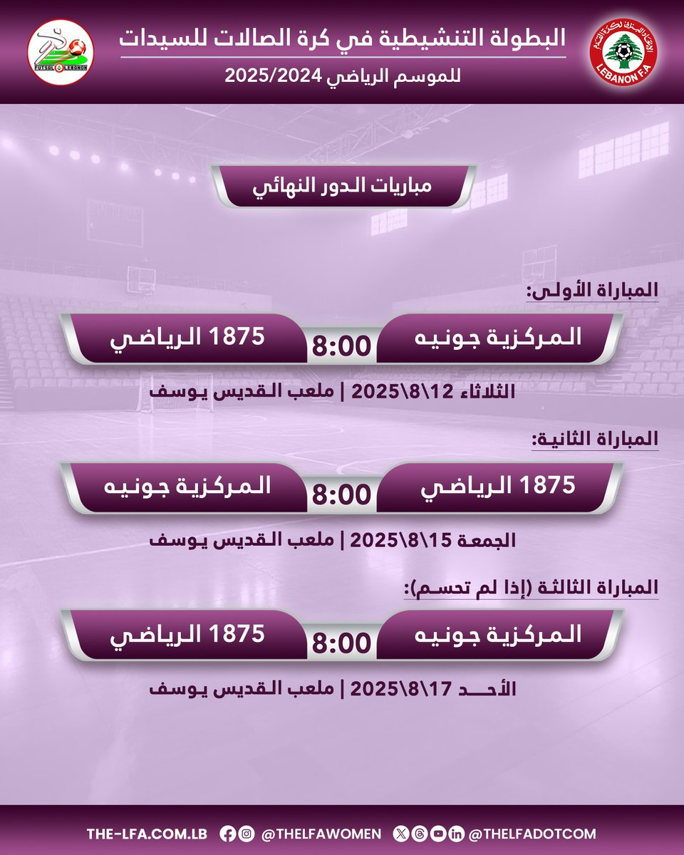 📌 مواعيد مباريات الدور النهائي للبطولة التنشيطية في كرة الصالات للسيدات، من سيحسم اللقب؟