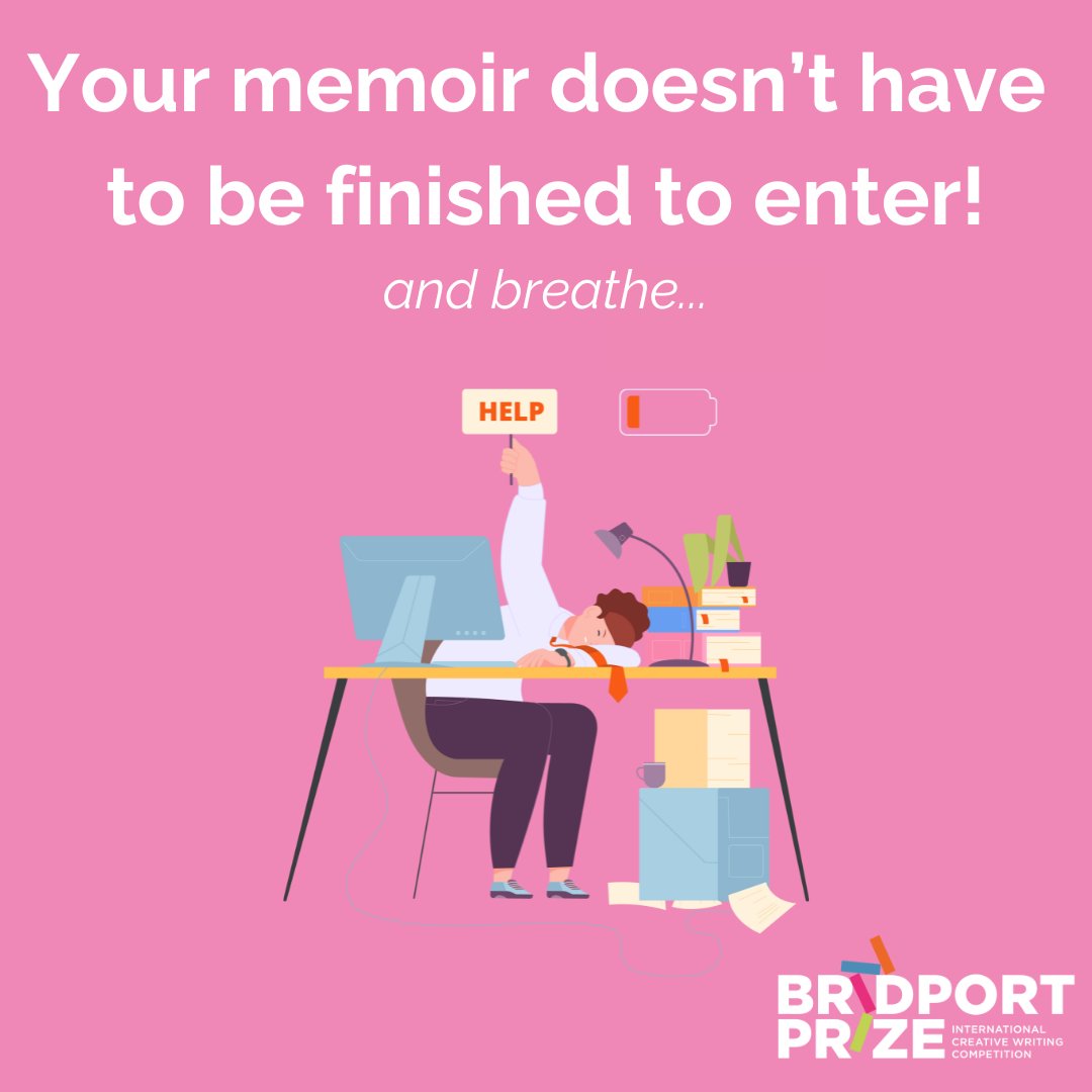 BridportPrize's tweet image. Good news if you're working on your memoir in your #WritersCorner today!

To submit your memoir to our competition, we need 5,000 to 8,000 words plus a 300 word overview by 30 September. You've got this.

#YouCanDoIt #WritingPrize bridportprize.org.uk
