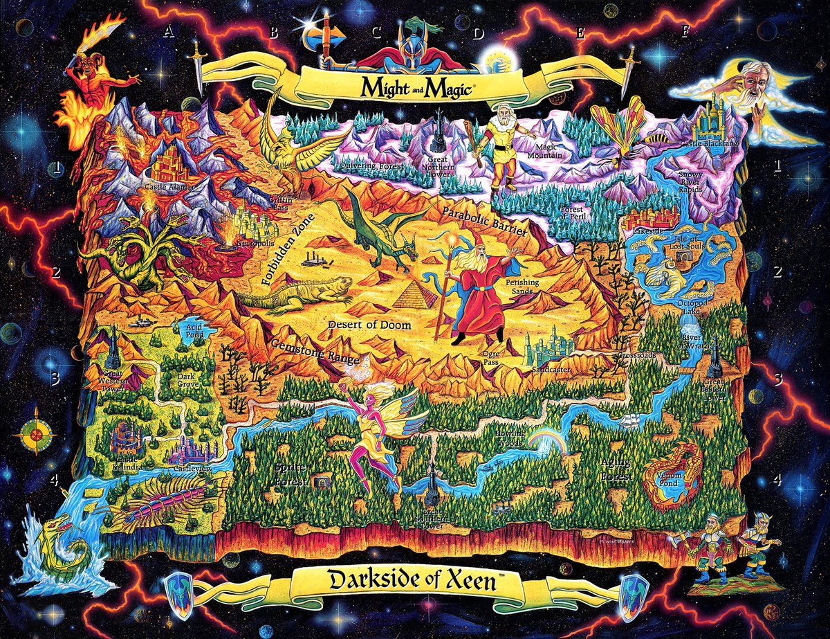 Classic cool DarkSide of Xeen Map painting 1993!
#retrogaming #boxart #popculture #illustration #DarkSideofXeen