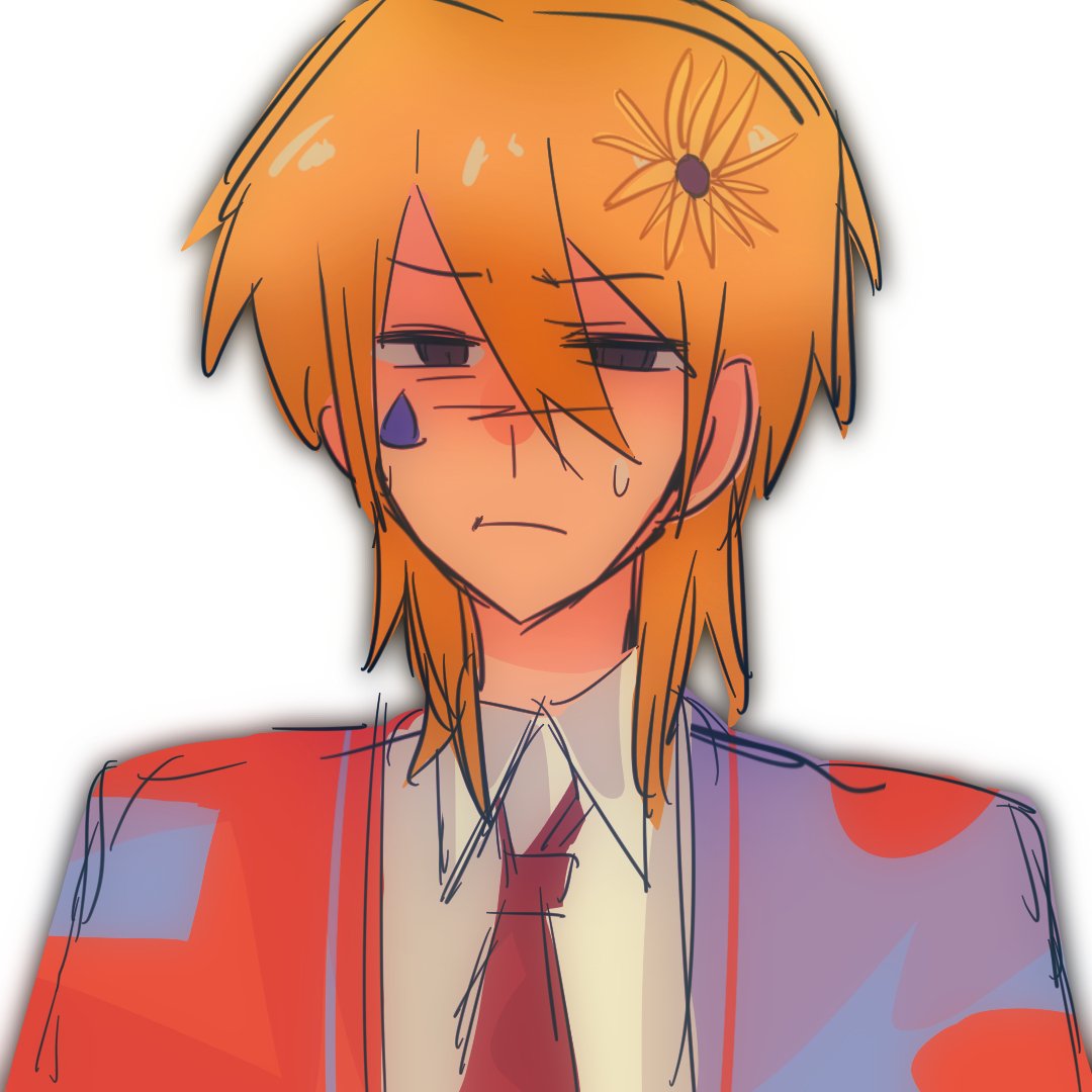 一个头带向日葵穿着红蓝衣服黄色头发的人🌼🌻
#Rejoicefanart