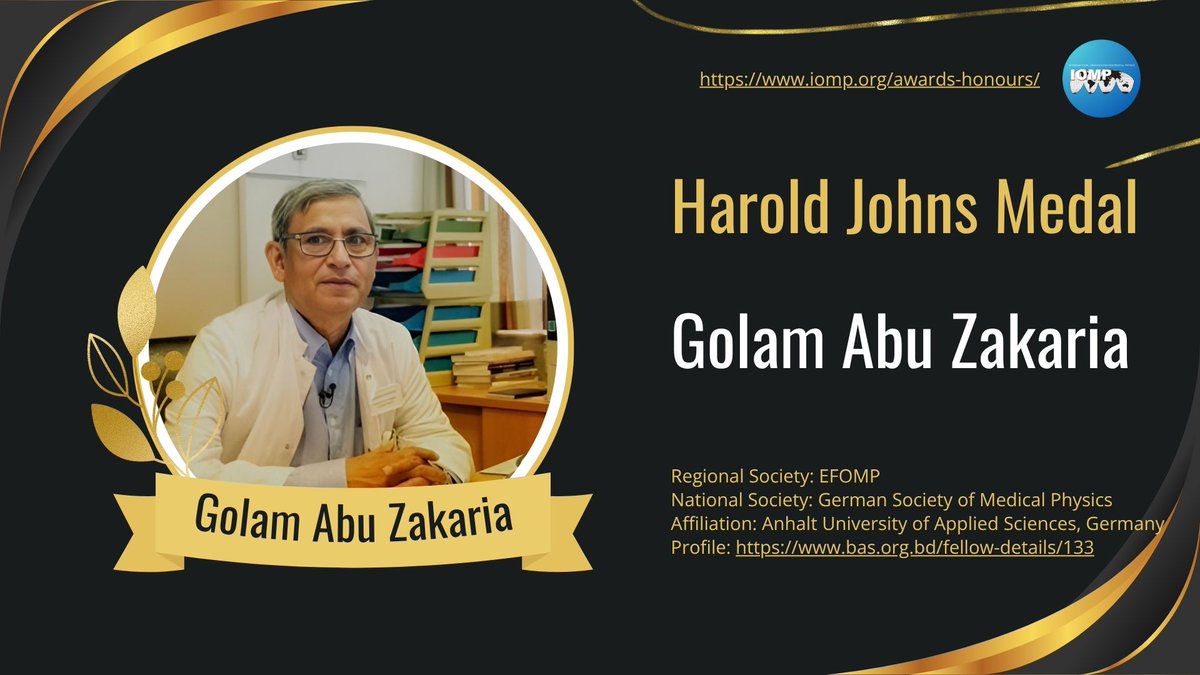 Congratulations to Prof Golam Abu Bakar for the prestigious Harold Johns Medal 2025!