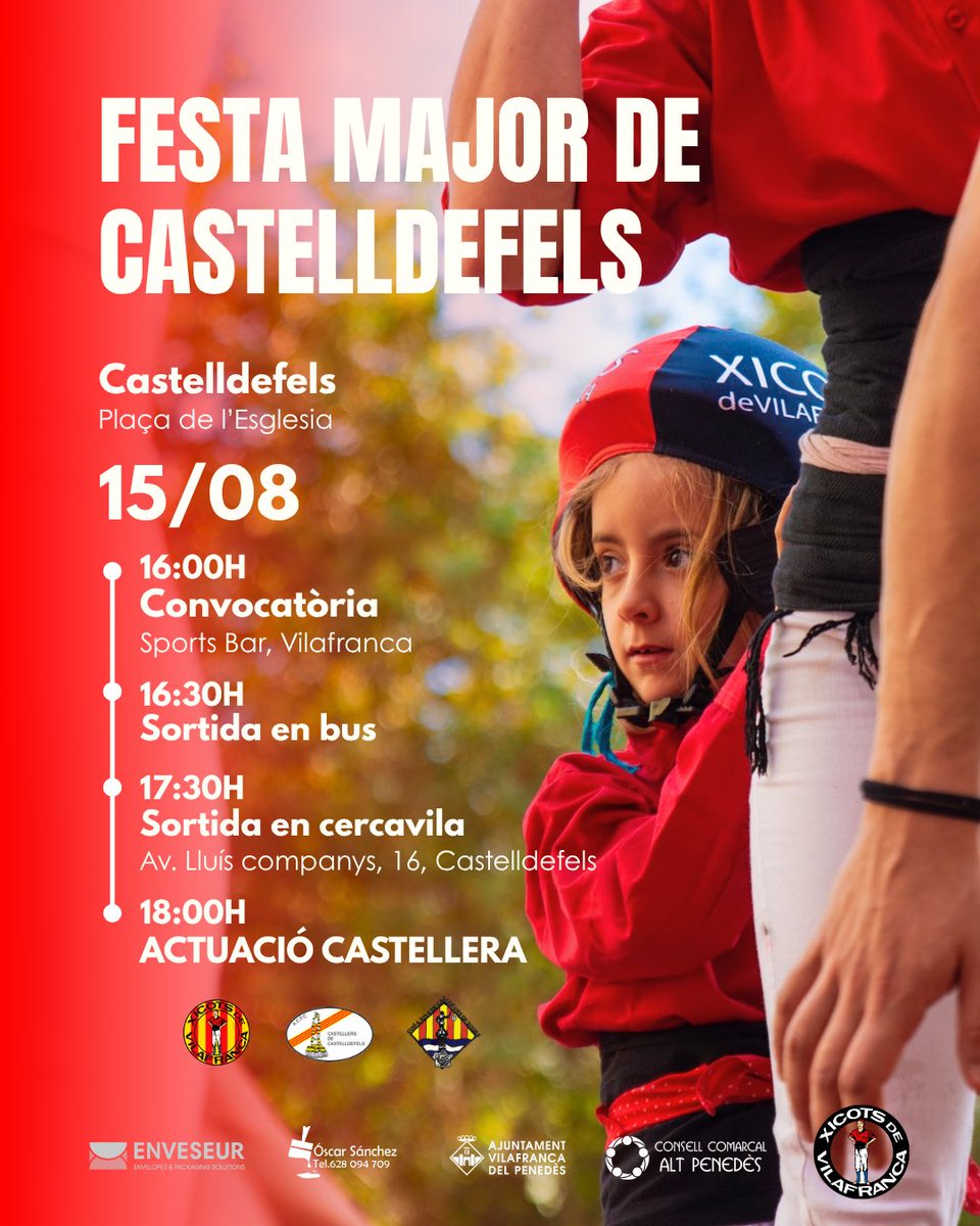 Xicots's tweet photo. 𝐅𝐄𝐒𝐓𝐀 𝐌𝐀𝐉𝐎𝐑 𝐃𝐄 𝐂𝐀𝐒𝐓𝐄𝐋𝐋𝐃𝐄𝐅𝐄𝐋𝐒
Xicots i xicotes, en volem més!
Tornem de les vacances amb ganes de continuar creixent, i això només és possible quan hi som TOTS I TOTES.
#ADNperlahistòria #castells #SOMXicots #SOMXicotes https://t.co/vETgrBwC02