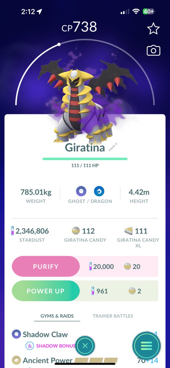 Am I first in the world for a shadow Giratina? #PokemonGO