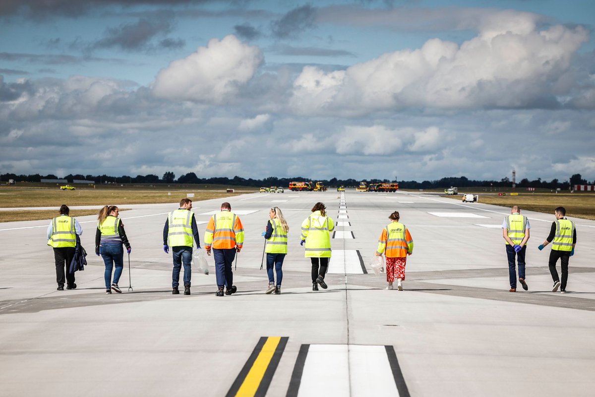 The team out looking for Salah's penalty - the ball just landed on our North Runway ⚽️