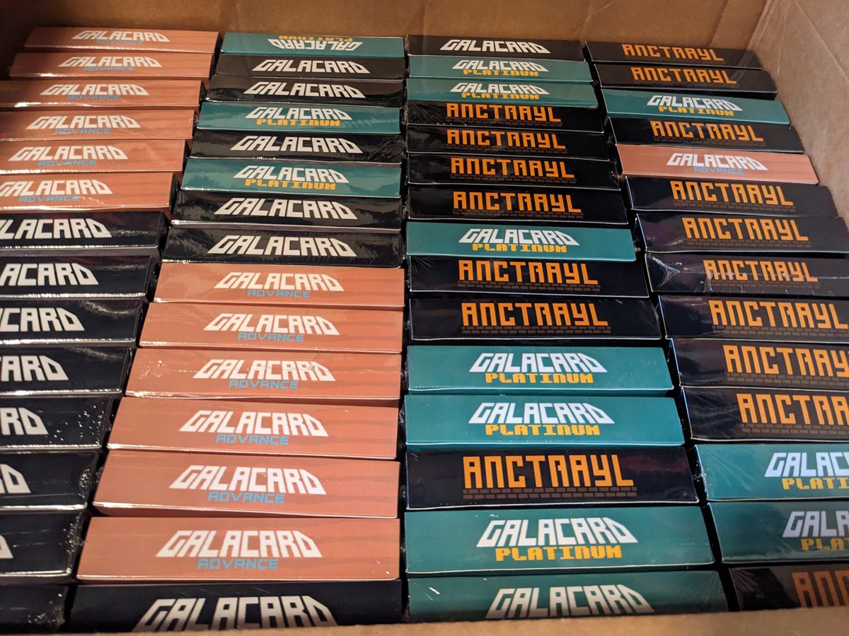 DalyenGames's tweet photo. The @BipedalStudios games are shipping for Kickstarter backers! Six new physical homebrew games will be out in the world now!!
.
.
#NES #Gameboy #GBC #GBA #homebrew #retro #videogames https://t.co/y6S3b3OyA2