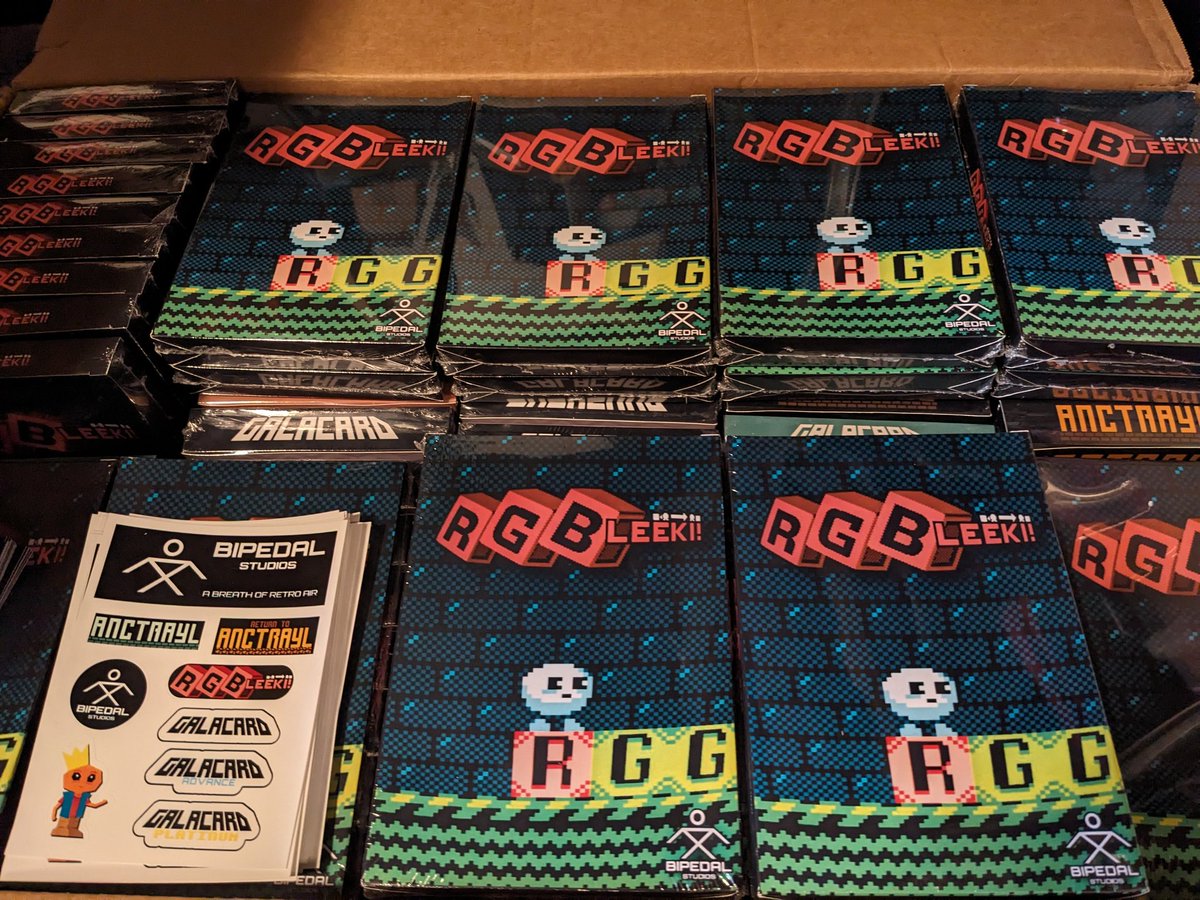 DalyenGames's tweet photo. The @BipedalStudios games are shipping for Kickstarter backers! Six new physical homebrew games will be out in the world now!!
.
.
#NES #Gameboy #GBC #GBA #homebrew #retro #videogames https://t.co/y6S3b3OyA2