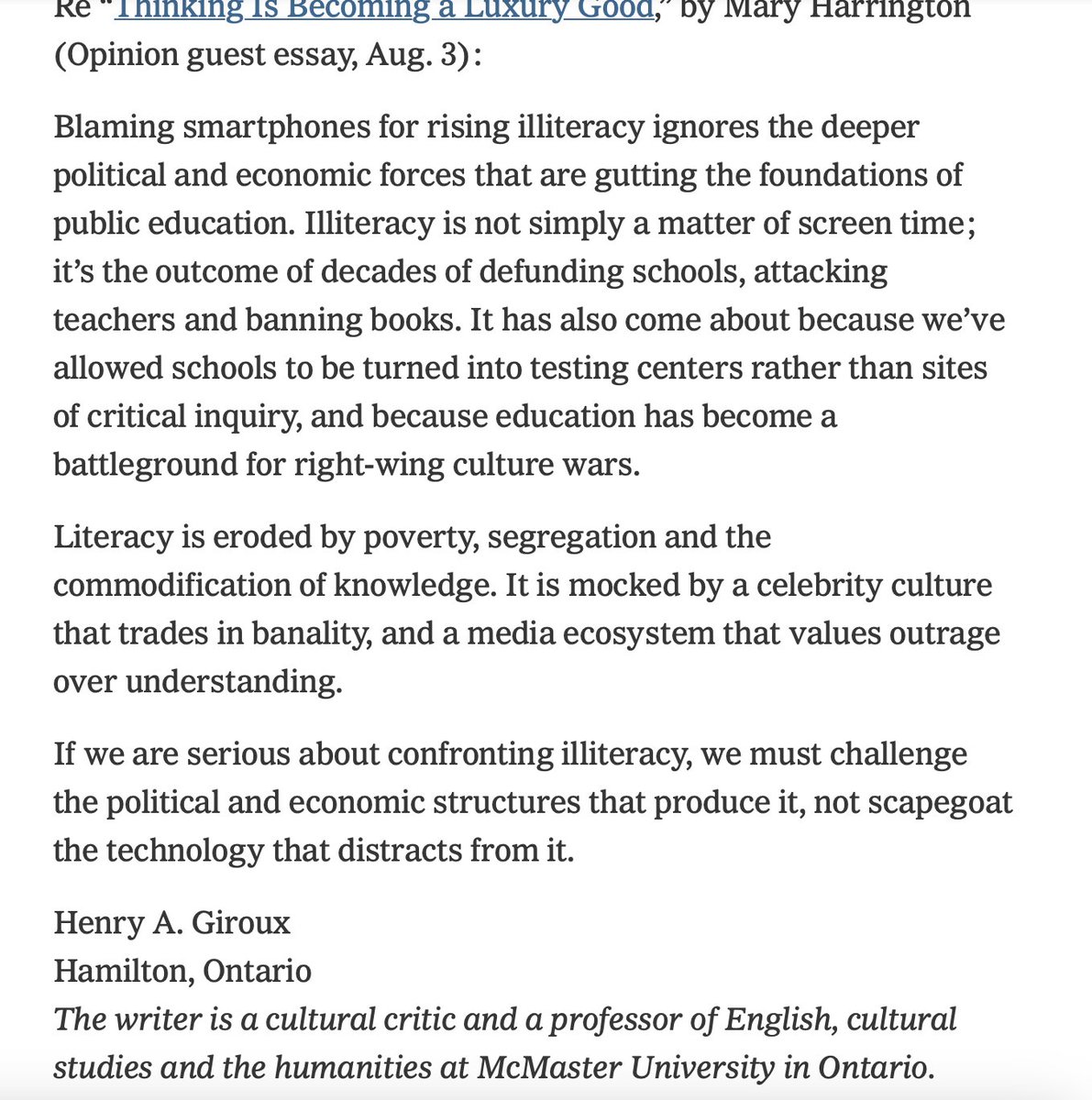 It's really amazing how older elites don't understand how much screen culture *is* the way the class issue manifests itself