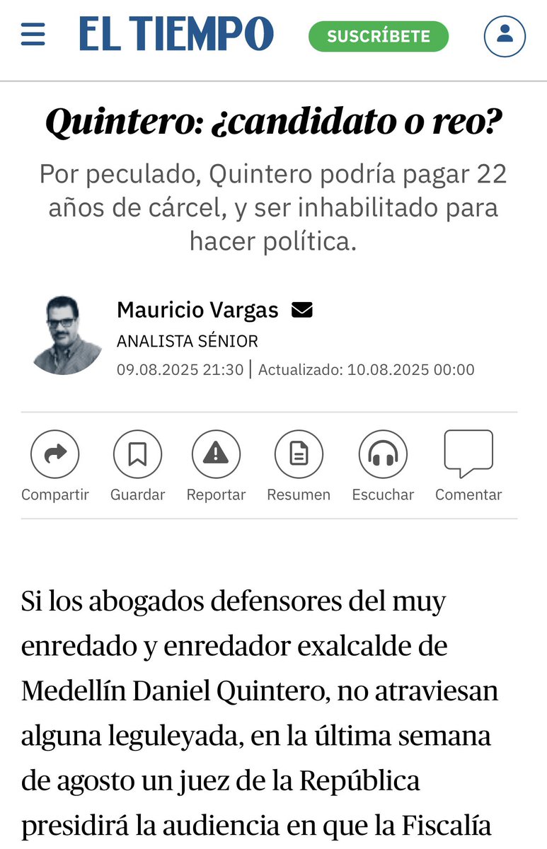 Wilson Ruiz Orejuela (@wilsonruizo) on Twitter photo Con semejantes cargos y un proceso judicial por corrupción, <a href="/QuinteroCalle/">Daniel Quintero 🇨🇴</a> no debería pensar en candidaturas. Qué descaro. Su deber es responder ante la justicia. Colombia no necesita más aspirantes con cuentas pendientes, sino líderes limpios y comprometidos con el país. Con semejantes cargos y un proceso judicial por corrupción, <a href="/QuinteroCalle/">Daniel Quintero 🇨🇴</a> no debería pensar en candidaturas. Qué descaro. Su deber es responder ante la justicia. Colombia no necesita más aspirantes con cuentas pendientes, sino líderes limpios y comprometidos con el país.