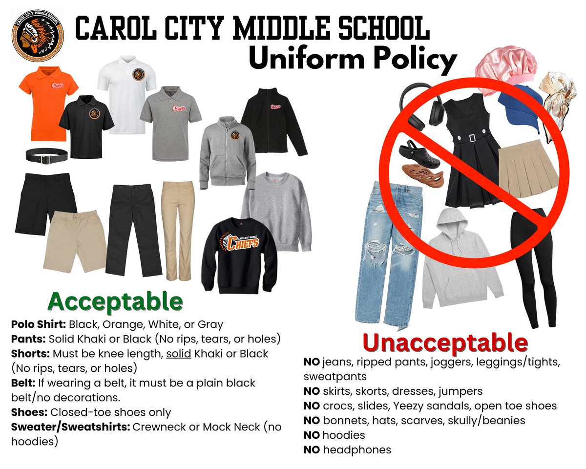 📢 Just a friendly reminder that we are a mandatory uniform school. This means all students need to be in their designated school uniform every day. Also, please remember our no hoodies policy inside the building. Let’s make sure everyone looks sharp and ready to learn! 📚